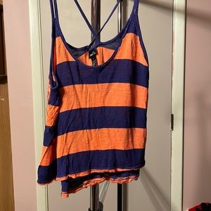 Blue and orange striped crop top